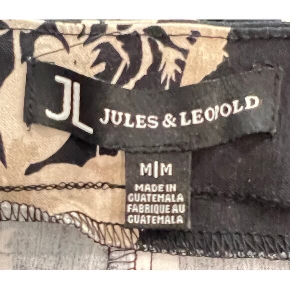 JULES & LEOPOLD Pull On Pants Black Tan Floral Women's Sz M Capri Slim Stretch - Picture 2 of 7